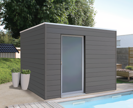 Abri de jardin toit plat en bois composite BOX-WPC