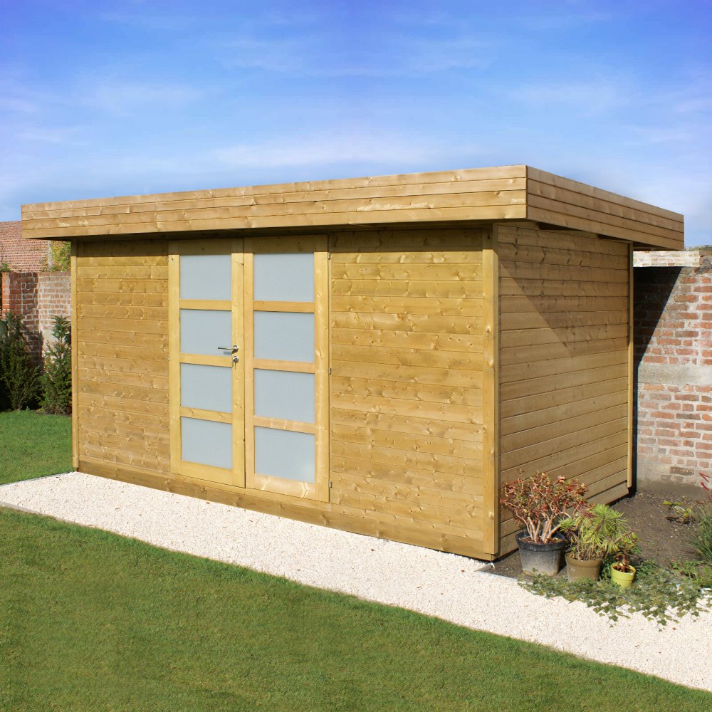 Abri (chalet) de jardin toit plat en bois composite BOX - GARDIVAL