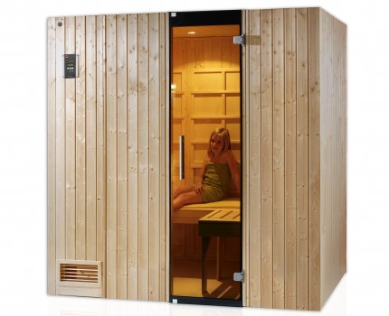 Sauna d'intérieur CLASSIC combiné | 3 places | 3336W + poêle 3,6 KW | 212 x 121 - H 199 cm