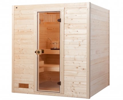 Sauna d'intérieur traditionnel ÖLAND 3 | 4 places | Poêle compact 6,8 KW | 189 x 172 - H 203 cm