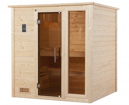 Sauna d'intérieur traditionnel BERGEN 1,8 | 5 places | Poêle 6,8 KW | 198 x 181 - H 203 cm