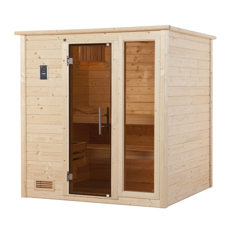 Sauna d'intérieur traditionnel BERGEN 1,8 | 5 places | Poêle 6,8 KW | 198 x 181 - H 203 cm