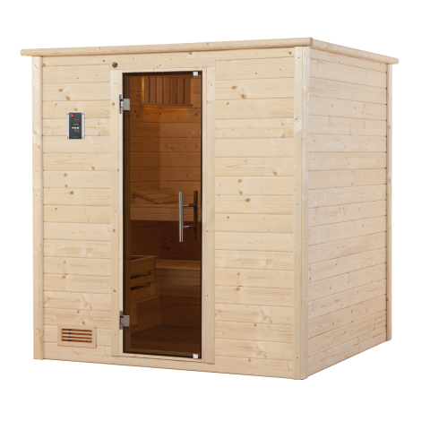 Sauna BERGEN 1,8 | 5 places | Poêle BioS 6,8 KW | Porte Trend | 198 x 181 - H 203 cm