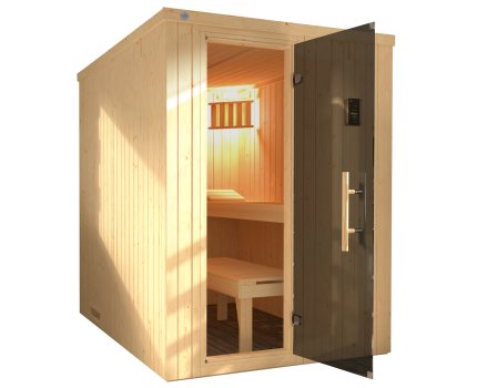 Sauna d'intérieur traditionnel KAARINA 1 | 3 places | Poêle 6,8 KW | 194 x 154 - H 199 cm