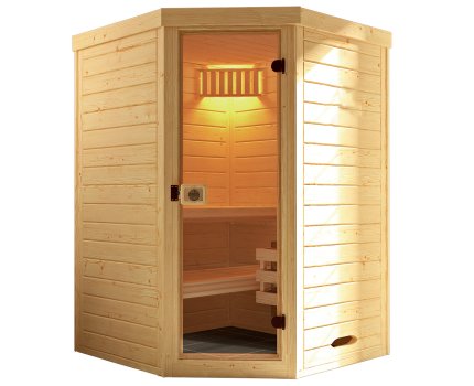 Sauna d'intérieur traditionnel KEMI 1 | 3 places | Poêle 3,6 ou 4,5 KW | 144 x 144 - H 200 cm 