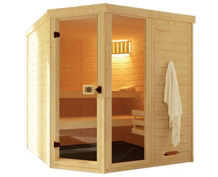 Sauna d'intérieur traditionnel KEMI 3 | 6 places | Poêle 6,8 KW | 192 x 192 - H 200 cm 