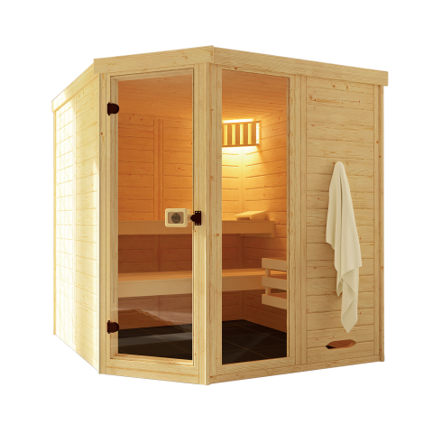 Sauna d'intérieur traditionnel KEMI 3 | 6 places | Poêle 6,8 KW | 192 x 192 - H 200 cm 