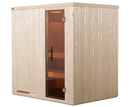 Sauna d'intérieur traditionnel HALMSTAD | 4 places | Poêle 4,5 ou 5,4 KW | 194 x 144 - H 199 cm
