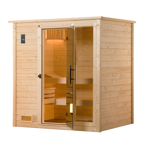 Sauna d'intérieur traditionnel BERGEN 1 | 4 places | Poêle 6,8 KW | 198 x 148 - H 203 cm