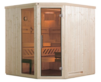 Sauna d'intérieur traditionnel KASALA 3 | 5 places | Poêle 6,8 KW | 194 x 194 - H 199 cm 