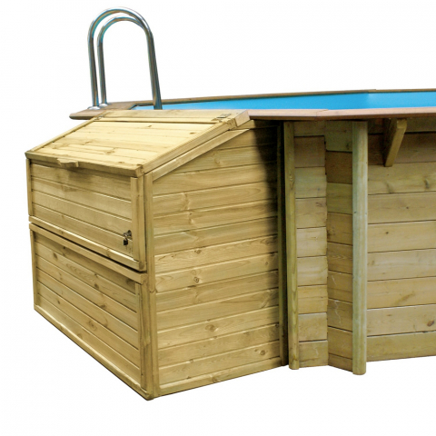 Coffre de filtration en bois pour piscine bois hors-sol octogonale - H 120, 133, 146 cm