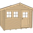 Abri de jardin bois 139 | 8,4 m² | Aspect brut | Avancée de toit 20 cm | 45mm d'épaisseur