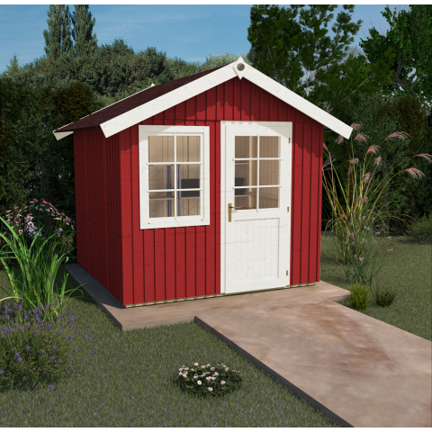 Abri de jardin en bois Suédois 410 | 8,6 m² | Rouge Suédois | 22 mm d'épaisseur