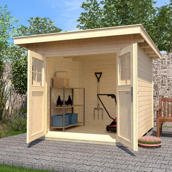 Abri de jardin en bois 179 | 8,5 m² | Aspect brut | 28 mm d'épaisseur