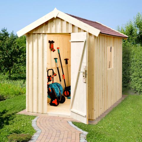 Abri de jardin en bois Suédois 348 | 2,5 m² | Aspect brut | 16 mm d'épaisseur
