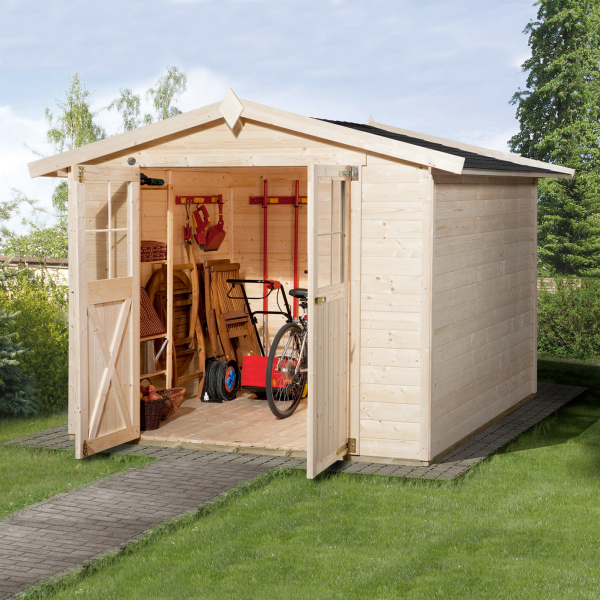 Abri de jardin en bois 316 | 7,2 m² | Aspect brut | 19 mm d'épaisseur