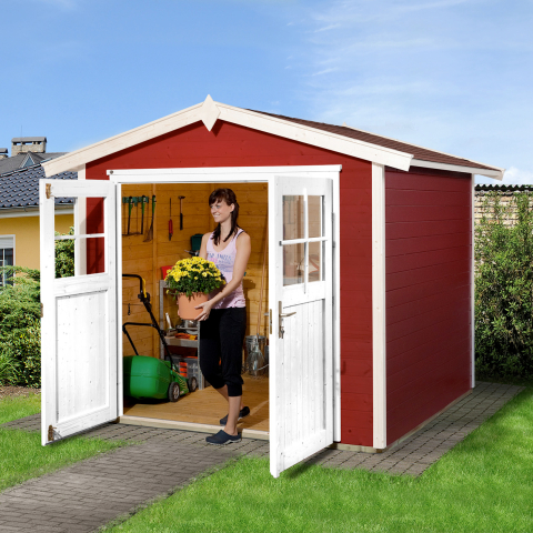 Abri de jardin en bois 224 | 5,4 m² | Rouge Suédois | 21 mm d'épaisseur
