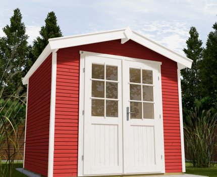 Abri de jardin en bois WekaLine 218 | 4,6 m² | Rouge Suédois | 28 mm d'épaisseur