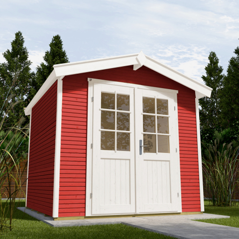 Abri de jardin en bois WekaLine 218 | 6,7 m² | Rouge Suédois | 28 mm d'épaisseur