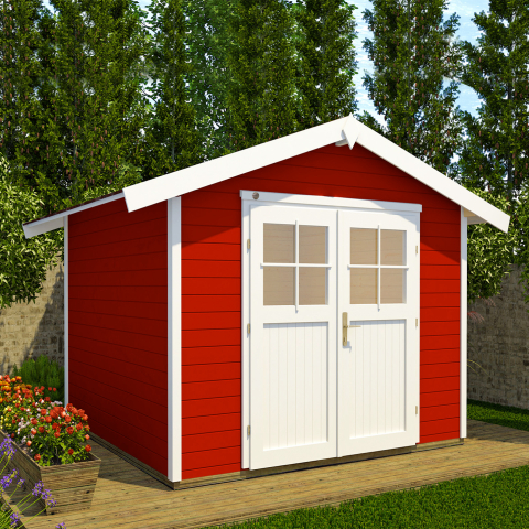 Abri de jardin en bois 122 | 5,3 m² | Rouge Suédois | 28 mm d'épaisseur