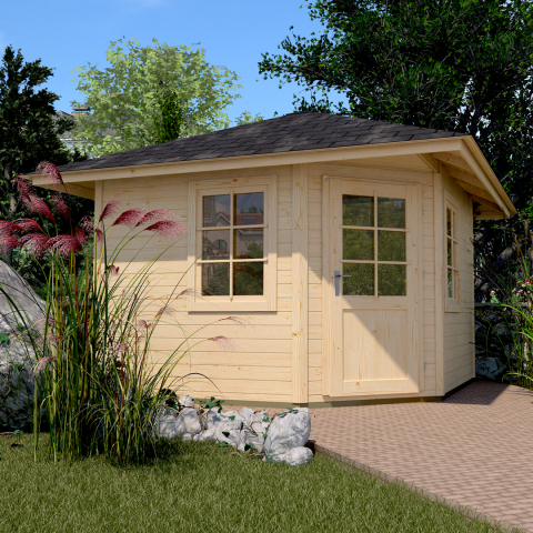 Abri de jardin en bois 149 | 5,4 m² | Aspect brut | Sans surélévation de toit | 28 mm d'épaisseur