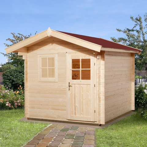 Abri de jardin bois 106/107 | 4,7 m² | Aspect brut | Avancée de toit 60 cm | 28 mm d'épaisseur