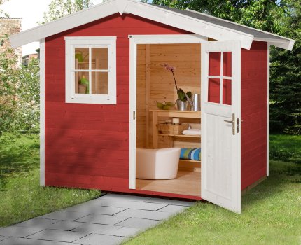 Abri de jardin en bois 123 | 4,6 m² | Rouge Suédois | 28 mm d'épaisseur
