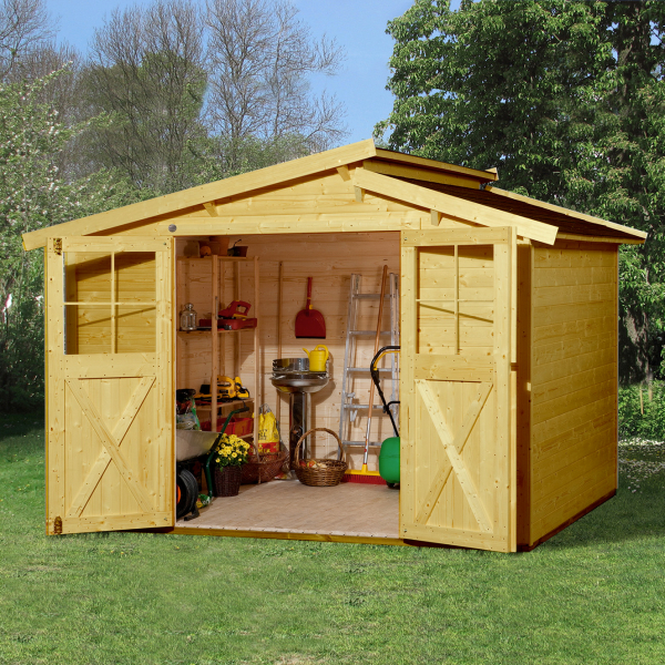 Abri de jardin en bois 323 | 5,6 m² | Aspect lasuré | 19 mm d'épaisseur