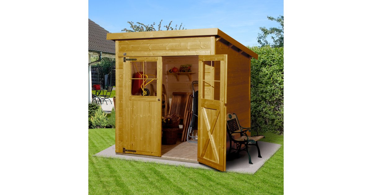 Abri de jardin en bois 325 3,6 m² Aspect lasuré 19 mm d'épaisseur — free download