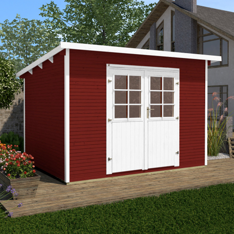Abri de jardin en bois WekaLine 219 | 5,3 m² | Rouge Suédois | 28 mm d'épaisseur