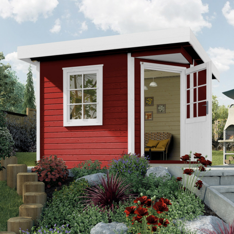Abri de jardin en bois 213 | 8,5 m² | Rouge Suédois | 28 mm d'épaisseur
