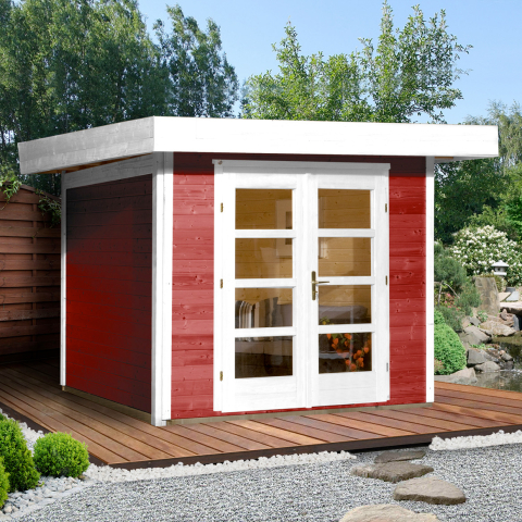 Abri de jardin en bois 126 | 6,7 m² | Rouge Suédois | 28 mm d'épaisseur
