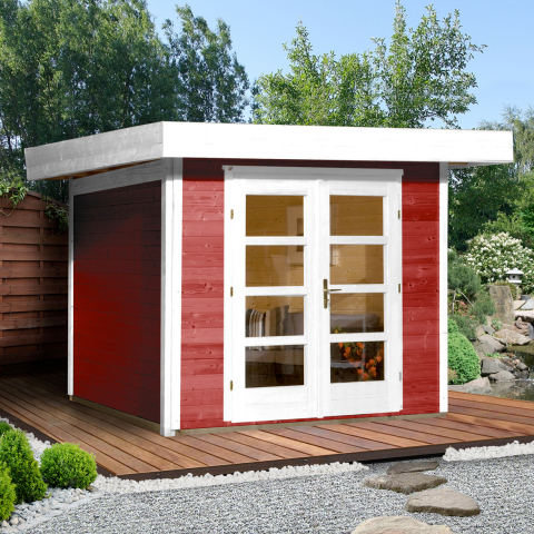 Abri de jardin en bois 126+ | 8,5 m² | Rouge Suédois | 28 mm d'épaisseur