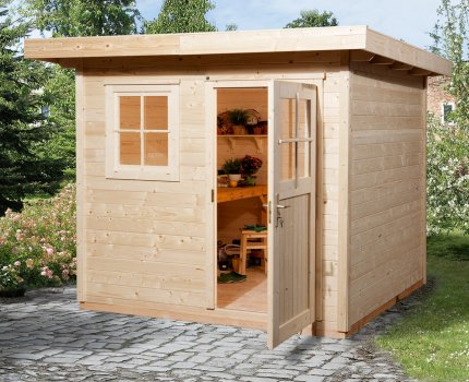 Abri de jardin en bois 170 | 5,3 m² | Aspect brut | 28 mm d'épaisseur