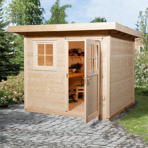 Abri de jardin en bois 170 | 5,3 m² | Aspect brut | 28 mm d'épaisseur