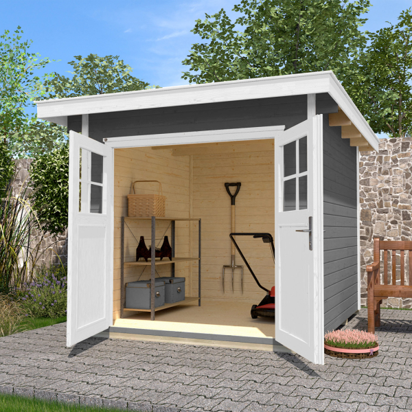 Abri de jardin en bois 179 | 6,7 m² | Gris | 28 mm d'épaisseur