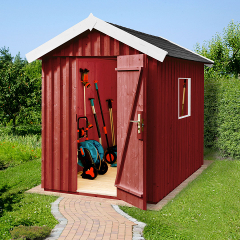 Abri de jardin en bois Suédois 348 | 3,7 m² | Rouge Suédois | 16 mm d'épaisseur