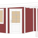 Pool House en bois 213 | 5,3 m² + Auvent 3,6 m² | Rouge suédois | 28 mm d'épaisseur