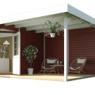 Pool House en bois 213 | 5,3 m² + Auvent 7 m² | Rouge suédois | 28 mm d'épaisseur