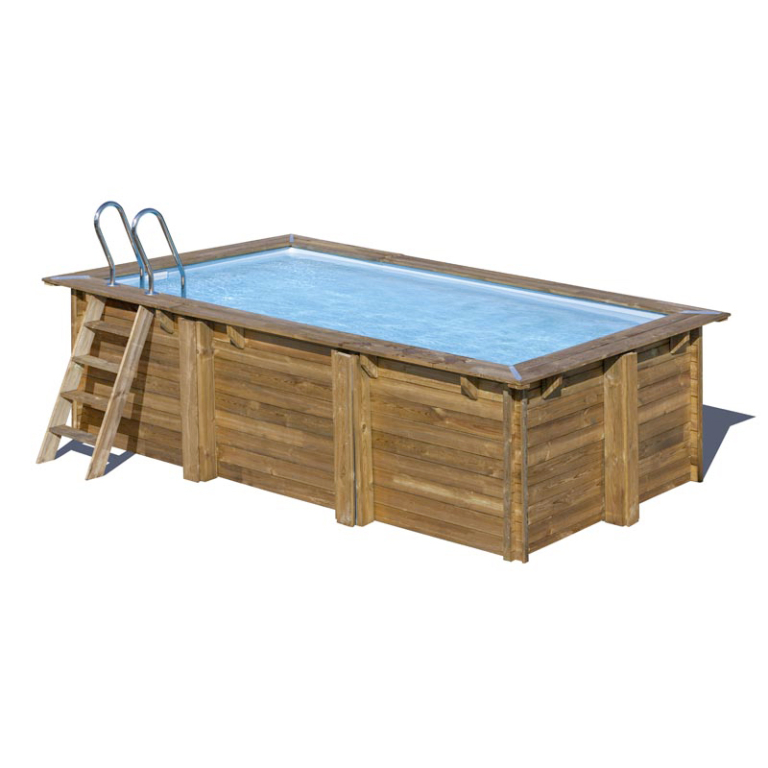 Piscine en bois rectangulaire MARBELLA 2 - 420 x 270 cm - H 117 cm - SUNBAY  - Happy bois - Le spécialiste des piscines hors sol en bois