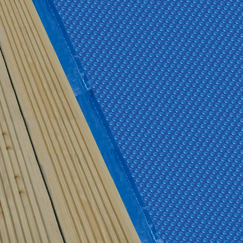 Bâche à bulles pour piscine en bois forme octogonale allongée Sunbay