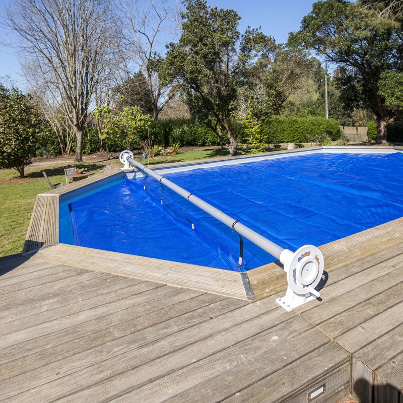 Bâche à bulles luxe SolGuard pour piscine bois octogonale Sunbay