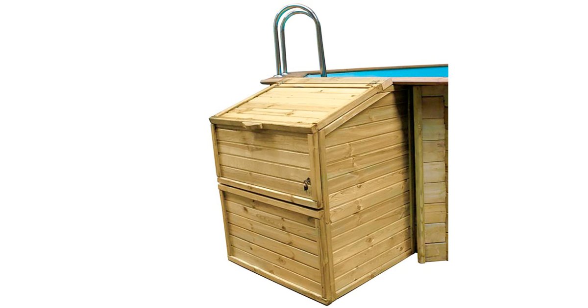 Coffre de rangement extérieur en bois traité – 188 x 78 x 70 cm - Happy bois  - Le spécialiste des piscines hors sol en bois
