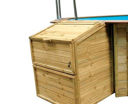 Coffre de filtration en bois pour piscine bois hors-sol - H 120, 130, 145 cm