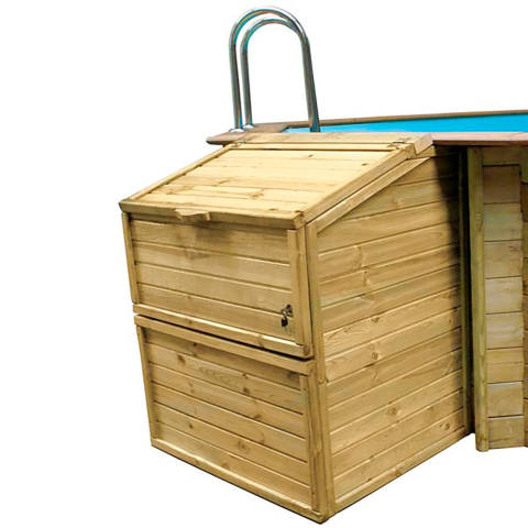 Coffre de filtration en bois pour piscine bois hors-sol - H 120, 130, 145 cm