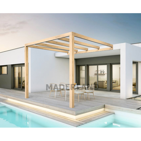 Pergola en bois terrasse adossée Burgos - 9 à 24 m2 – Maderland