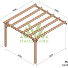 Pergola en bois terrasse adossée Sevilla - 400x400 cm – Maderland