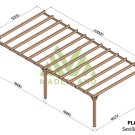 Pergola en bois terrasse adossée Sevilla - 1000x500 cm – Maderland