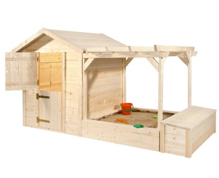 Maison de jardin en bois pour enfant avec bac à sable et pergola - Weka