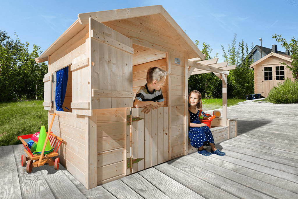Bac À Sable, Cabane De Jardin Enfant Avec Toit Et Véranda 106x105x137cm  Vert à Prix Carrefour